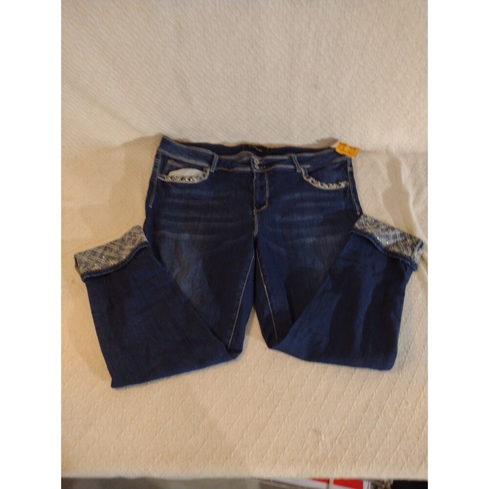Stitch Star Jeans Womens 18 Blue Stretch jeweled Denim Pants